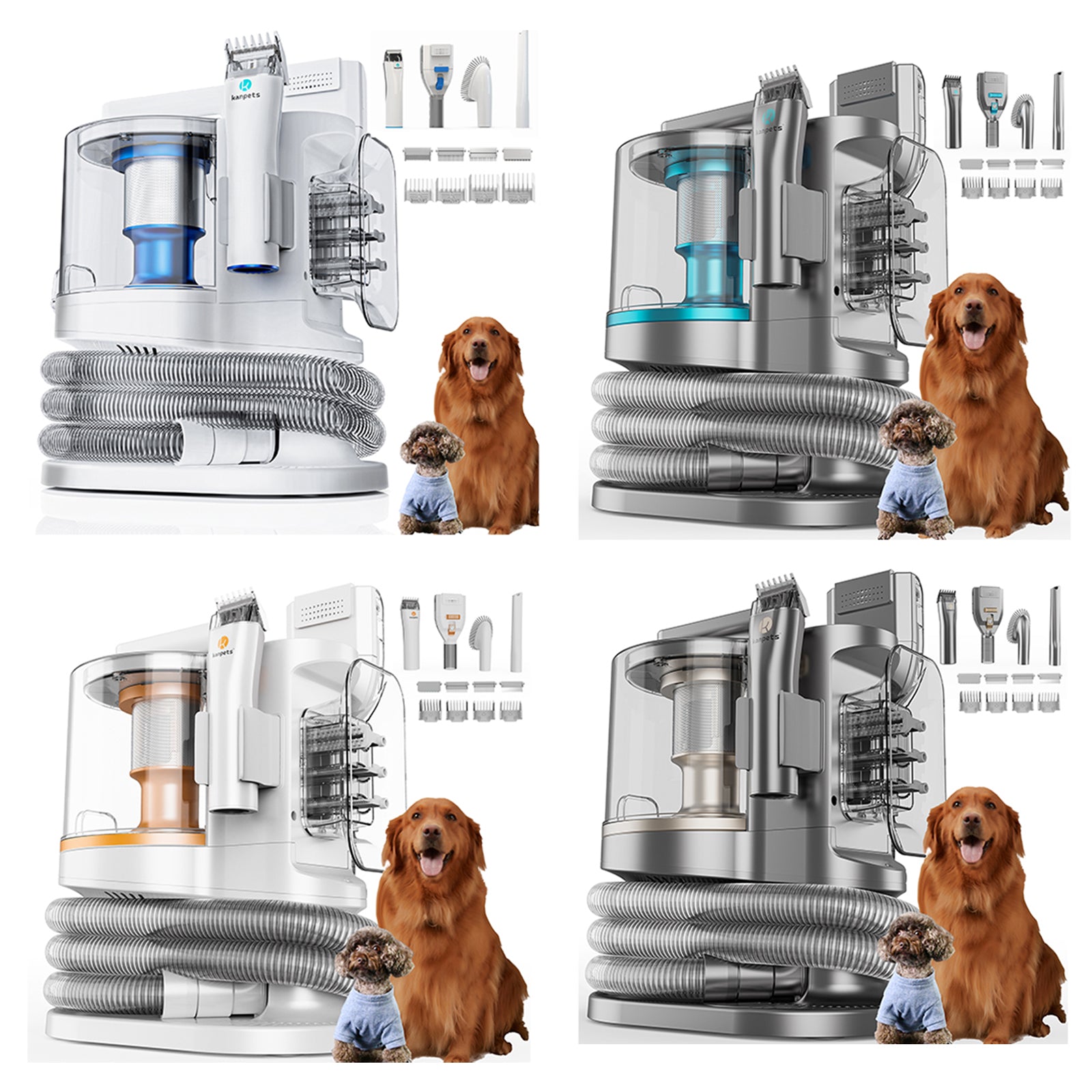 KANPETS Dog Vacuum for Shedding Grooming with Max 3.4L Dust Bin